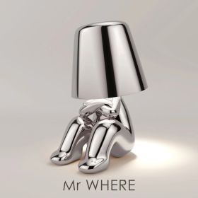 Thinker Small Gold Statue Desk Lamp USB Charging Decorative Table Lamp Touch Atmosphere (Option: 803 Silver)