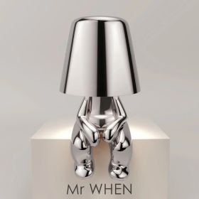 Thinker Small Gold Statue Desk Lamp USB Charging Decorative Table Lamp Touch Atmosphere (Option: 802 Silver)