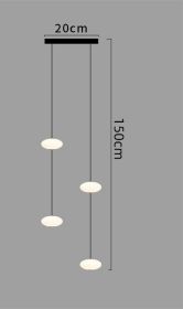 Modern Minimalist Bedroom Bedside Bar Pendant Lamp (Option: Long disc with 4heads-Warm light)